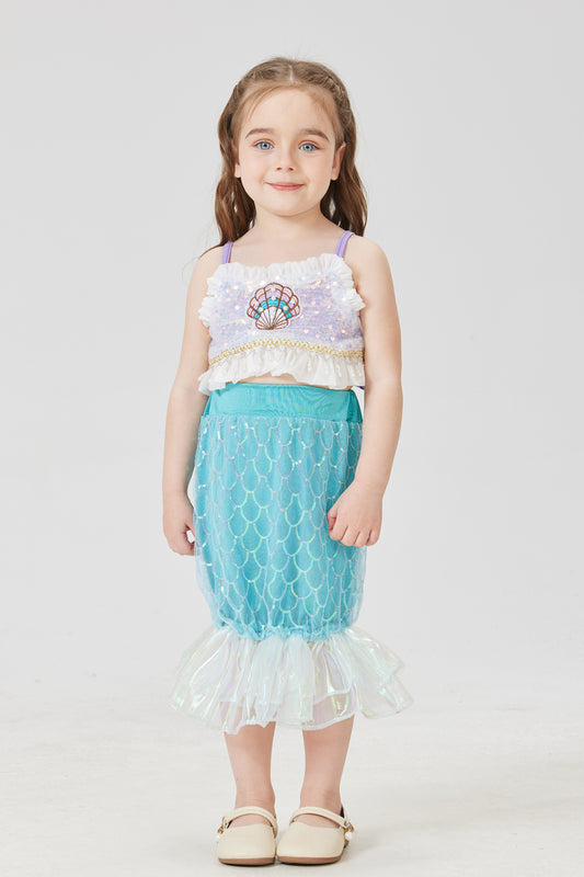 Disfraz Sirena Niña Tipo Conjunto, Azul